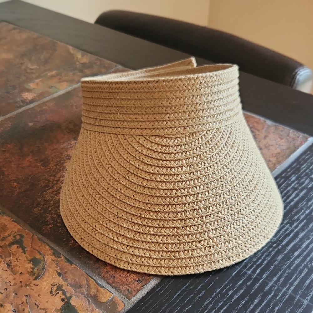 Stylish Tan Straw Visor Hat